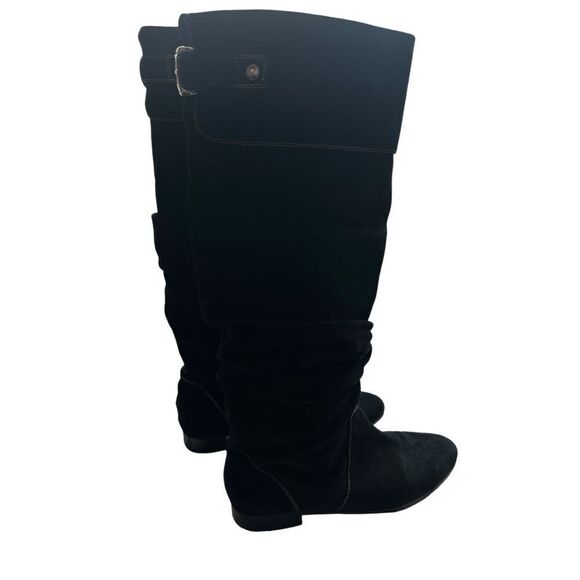 Johnston & Murphy black suede slouchy knee-high boots 7M pull-on casual - Picture 2 of 6